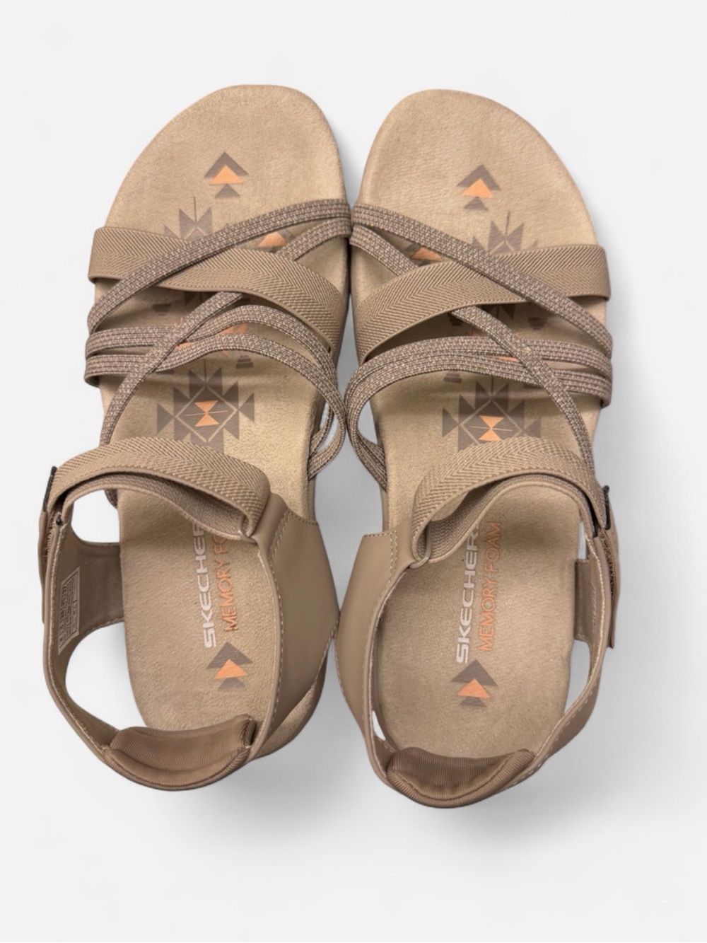 Skechers Memory Foam Taupe Strappy Sandals Size 8